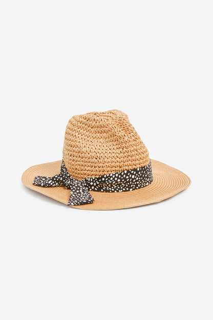Natural Weave Scarf Detail Panama Hat